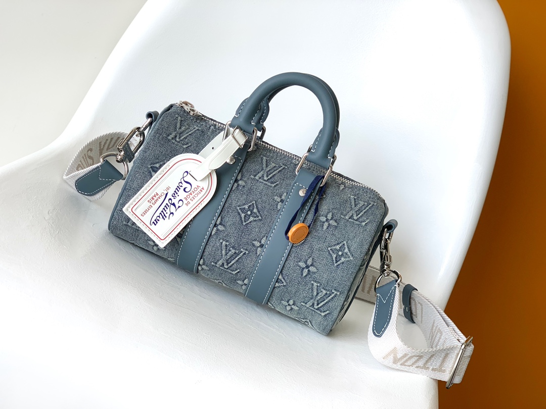 [TOP] Louis Vuitton LV Keepall Bandoulière 25 Handbags 25x15x11cm - Denim Blue&SHW