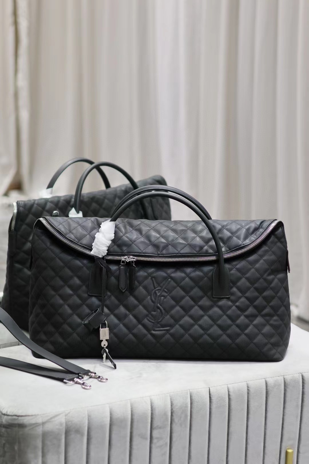[TOP] Yves Saint Laurent YSL ES GIANT Travel Bag - Black - SHW