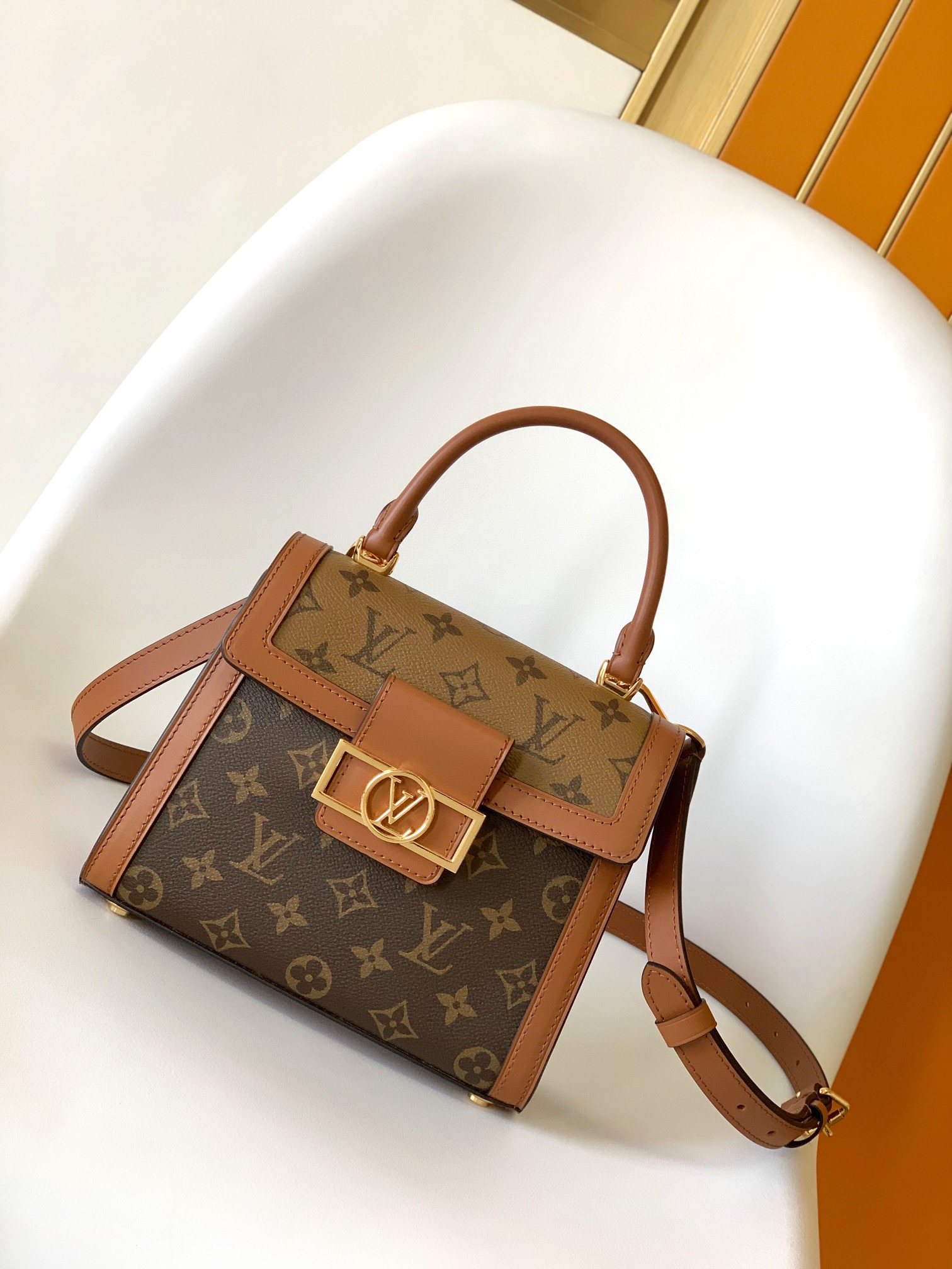[TOP] Louis Vuitton LV Dauphine Capitale Handbags 17.5x17.5x9CM - Brown&GHW