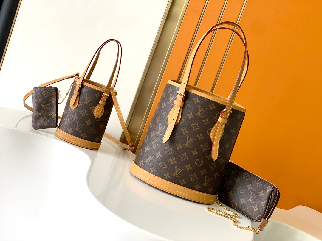 [TOP] Louis Vuitton LV Nano Bucket Handbags - 2 Sizes - Brown