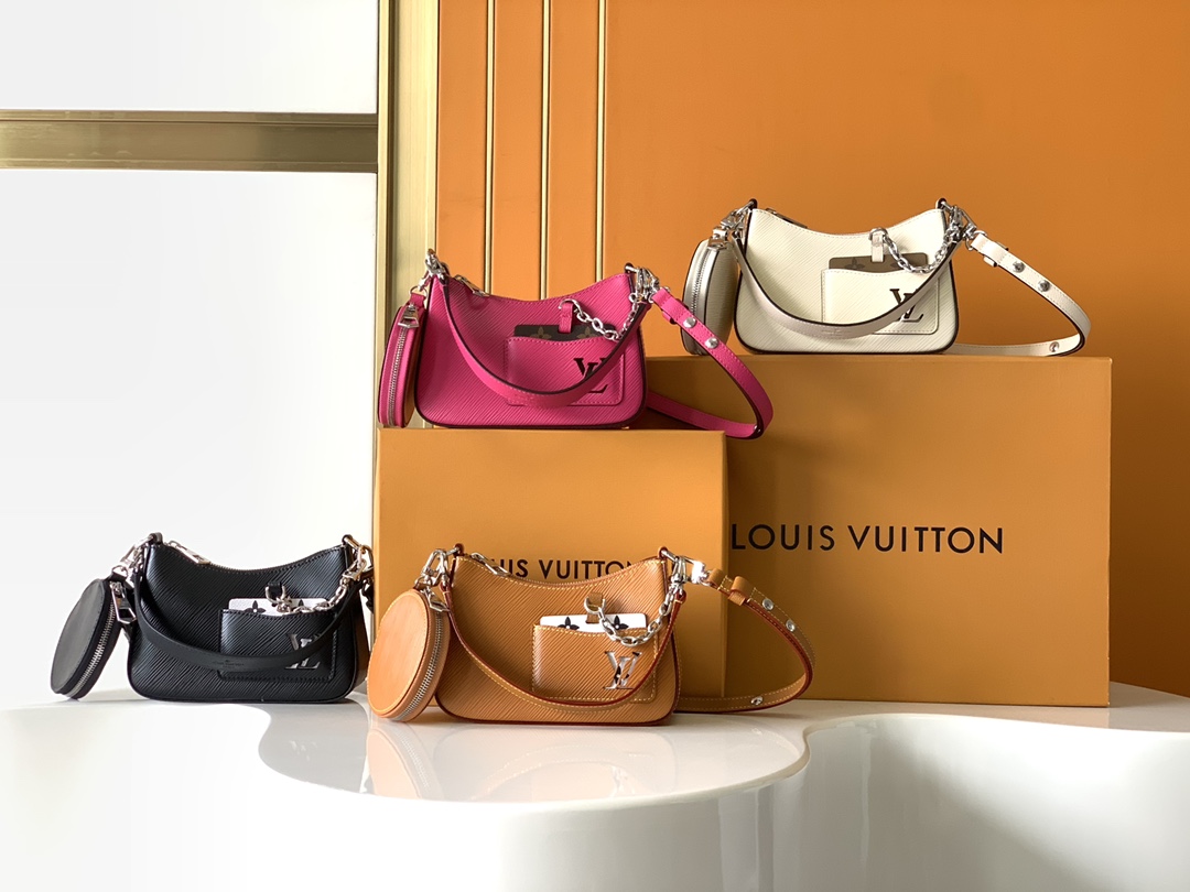 [TOP] Louis Vuitton LV Smooth Cow Leather Marellini Handbag 19x13.5x6.5CM - 4 Colour&SHW