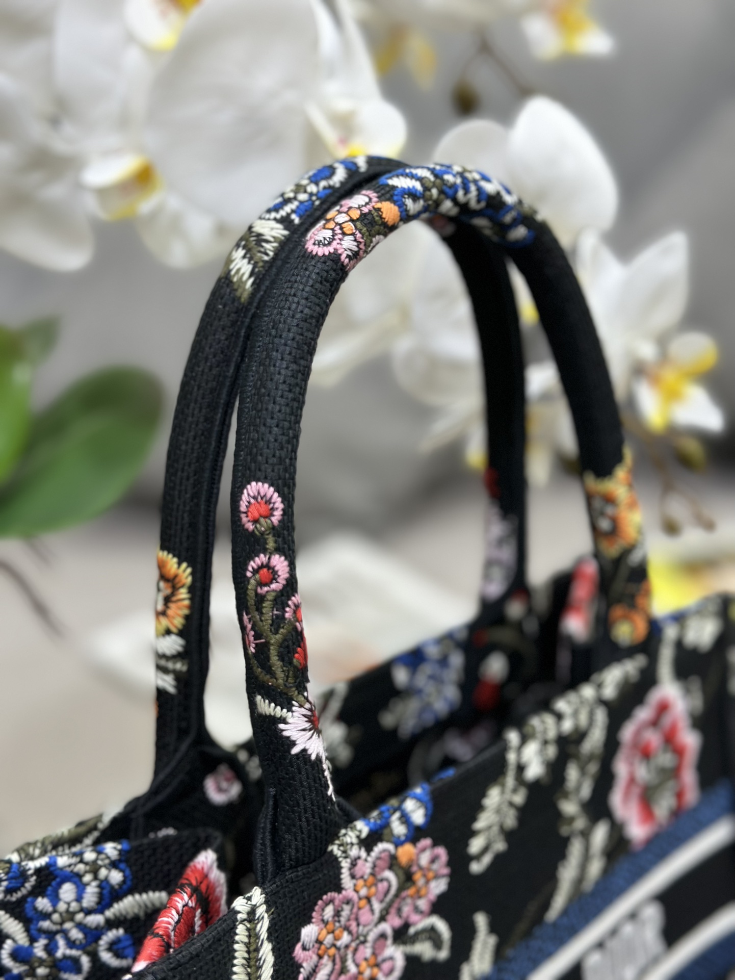 [TOP] Christian Dior Petites Fleurs pattern embroidery Book Tote Bags 26.5x21x14cm