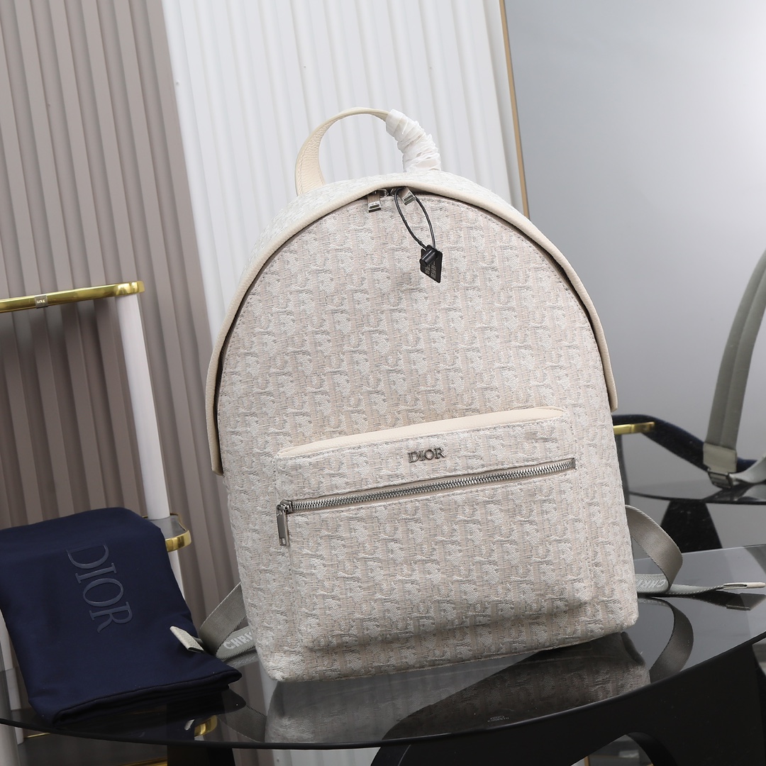 [TOP] Christian Dior Obliqu Backpack Embellished With Cowhide - 30x42x15cm