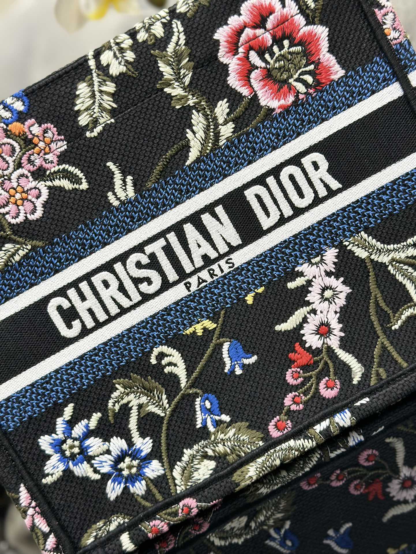 [TOP] Christian Dior Petites Fleurs pattern embroidery Book Tote Bags 26.5x21x14cm