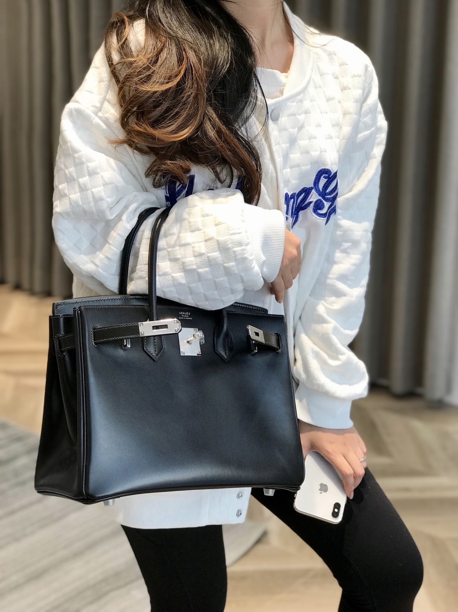 [TOP] HERMES Birkin Box Calf Bags 25cm/30cm - Black&SHW