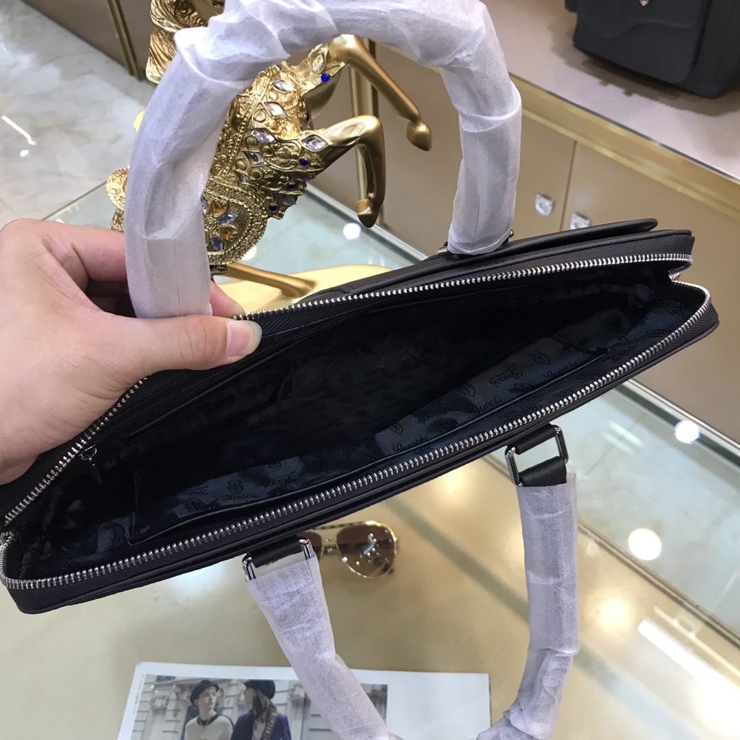 [TOP] GUCCI Imported Top Layer Cowhide Men's Briefcase 38-28-6cm - Black