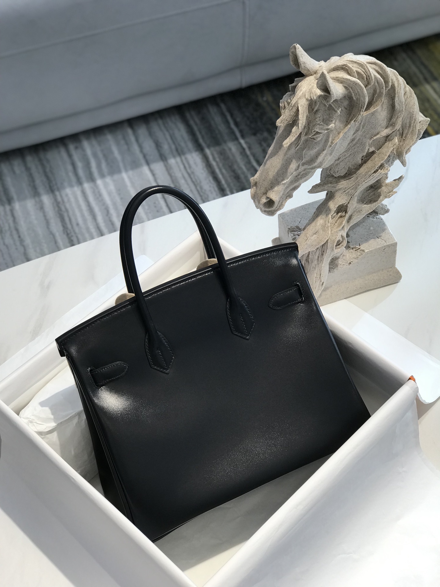 [TOP] HERMES Birkin Box Calf Bags 25cm/30cm - Black&SHW