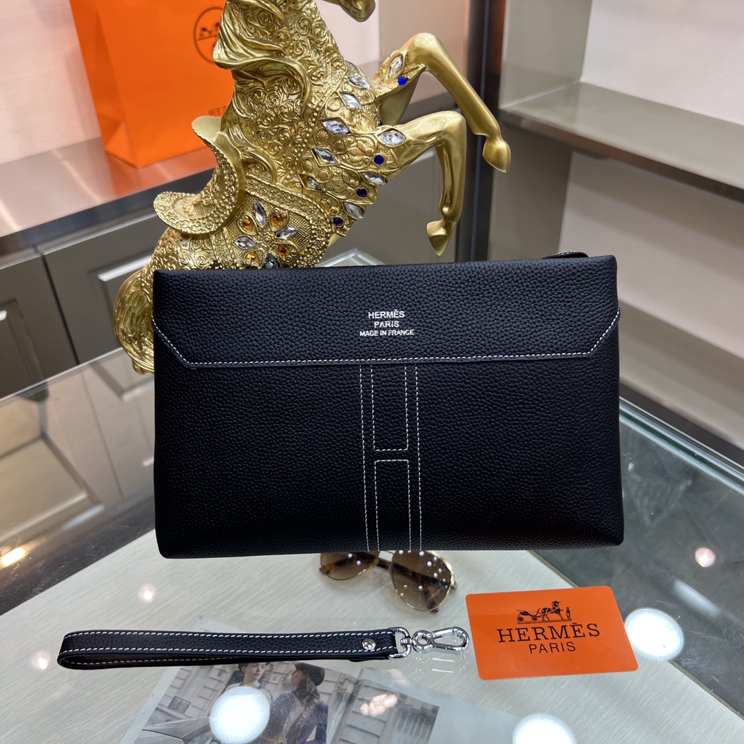 [TOP] HERMES Men's Leather Handbags 28*5*18cm - 2 Colors