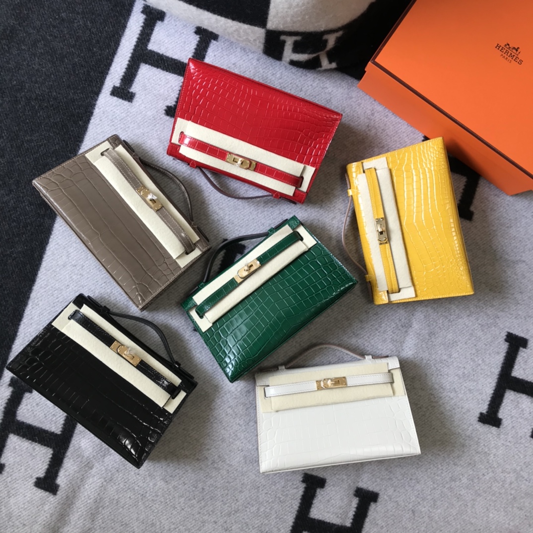 [TOP] HERMES Kelly Pochette Bags 22CM - 7 Colors&GHW