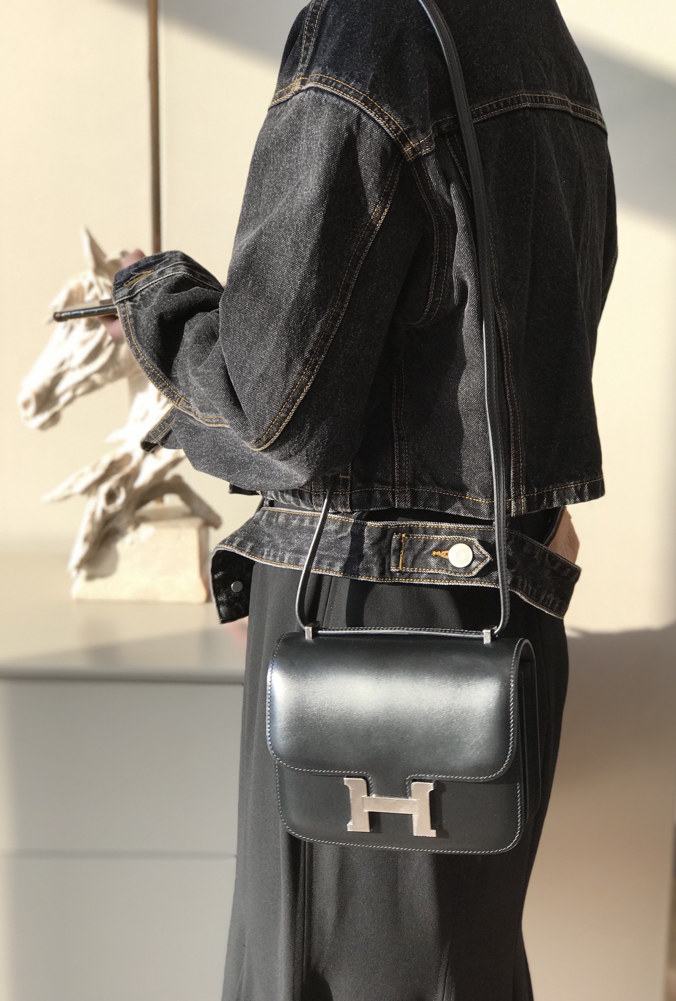 [TOP] HERMES Constance Box Calf 19/24CM - Black&SHW