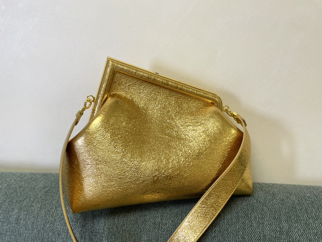 [TOP] FENDI Crinkled Gold First Bags - 2 Sizes - Golden