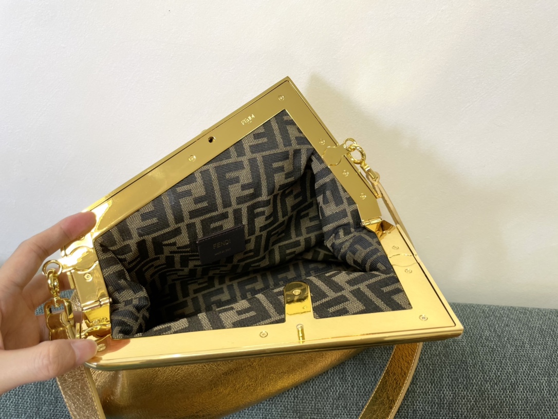 [TOP] FENDI Crinkled Gold First Bags - 2 Sizes - Golden