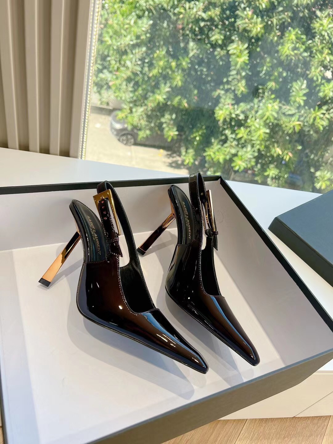 [TOP] Yves Saint Laurent YSL Cow Patent Leather High Heels 10CM - 4 Colors