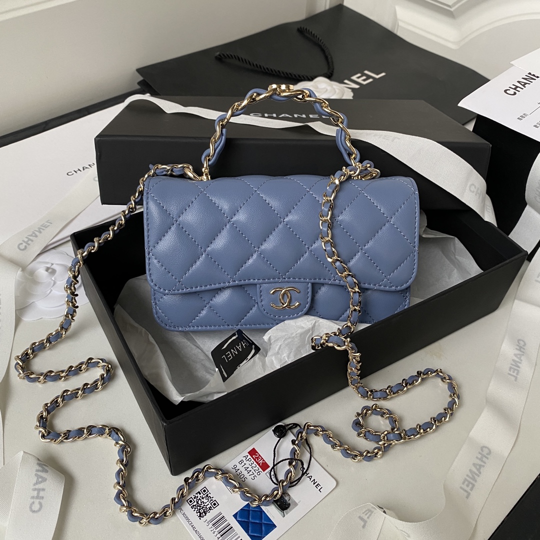 [TOP] CHANEL Leather Chain Bags - 9.5X17X4cm - 5 Colors - SHW&GHW