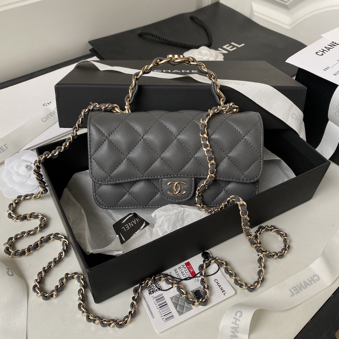 [TOP] CHANEL Leather Chain Bags - 9.5X17X4cm - 5 Colors - SHW&GHW