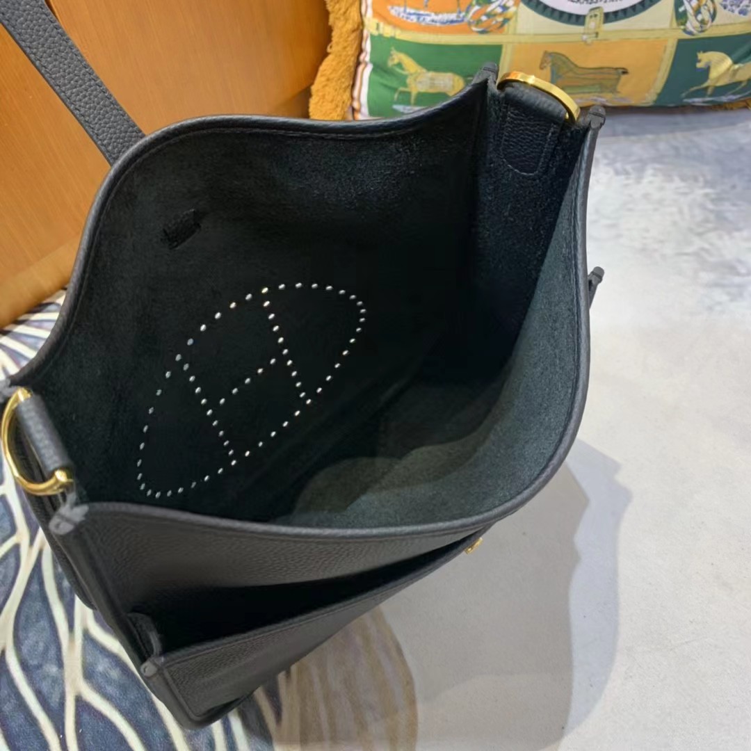 [TOP] HERMES Evelyne Bags 28CM - Black&Gold