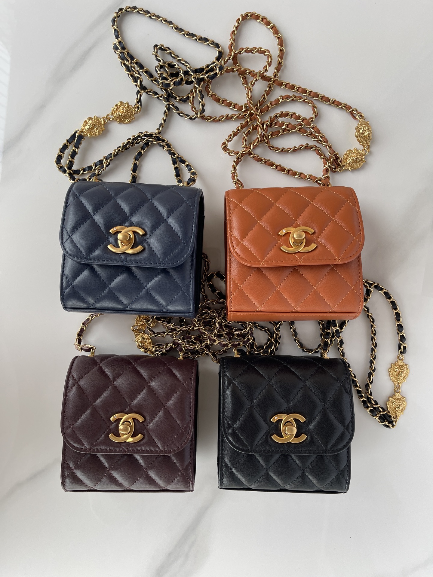 [TOP] CHANEL Sheepskin Chain Bags 11*11*5.5cm - 4 Colors&GHW