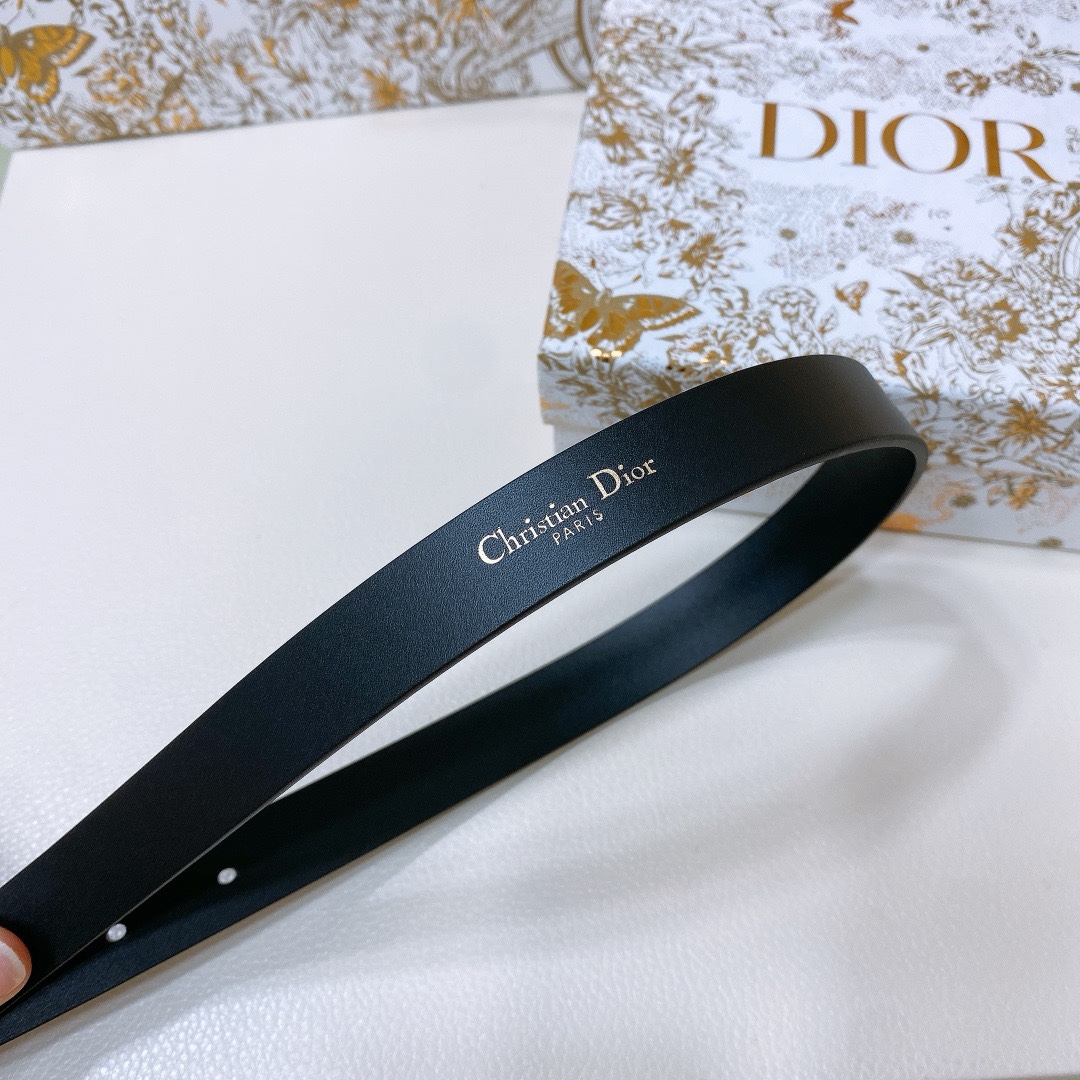 [TOP] Christian Dior Butterfly Cow Leather Belt 2CM - Black
