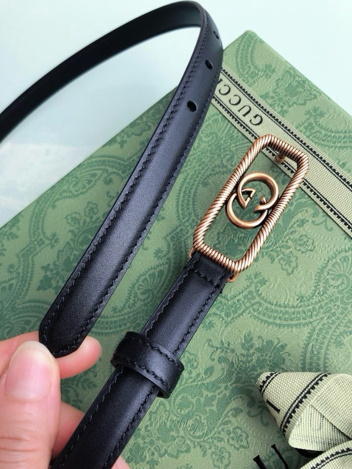 [TOP] GUCCI Cowhide Belt - Black - 1.5cm