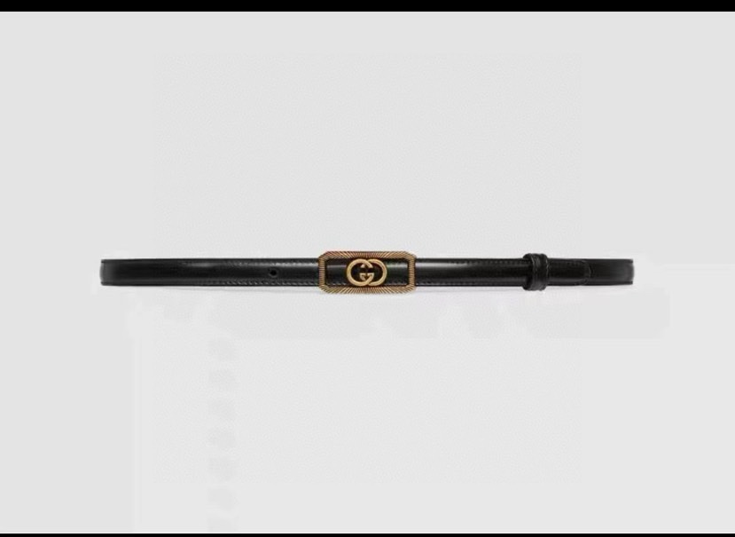 [TOP] GUCCI Cowhide Belt - Black - 1.5cm