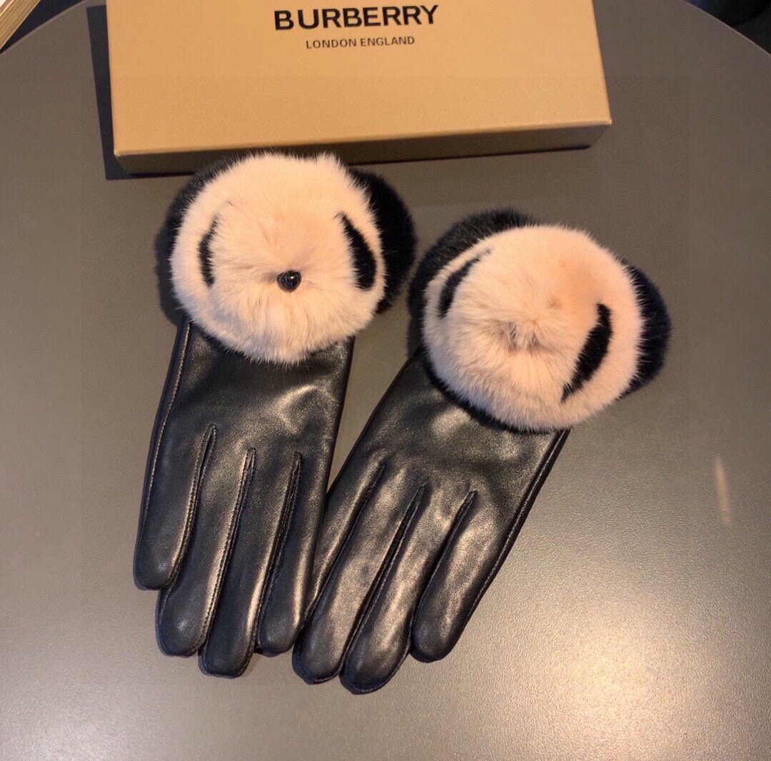 [TOP] BURBERRY Cute Velvet Touch Screen Gloves - 2 Color