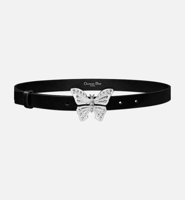 [TOP] Christian Dior Butterfly Cow Leather Belt 2CM - Black