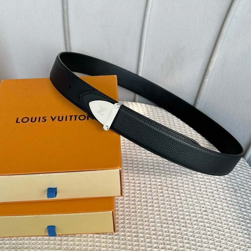 [TOP] Louis Vuitton LV Lychee Patterned Cowhide Belts - 3.5CM