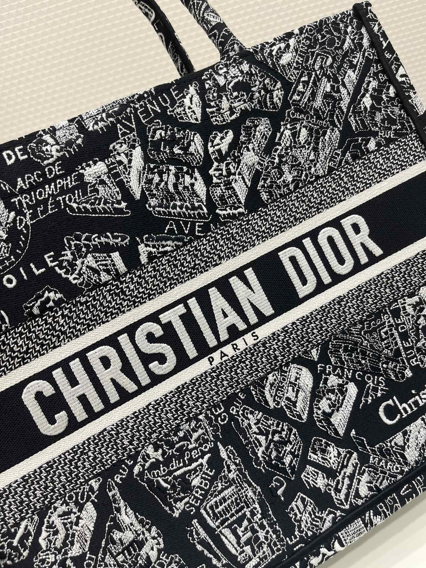 [TOP] Christian Dior Medium Book Tote Bags - 36*18*28cm - Paris Map Pattern