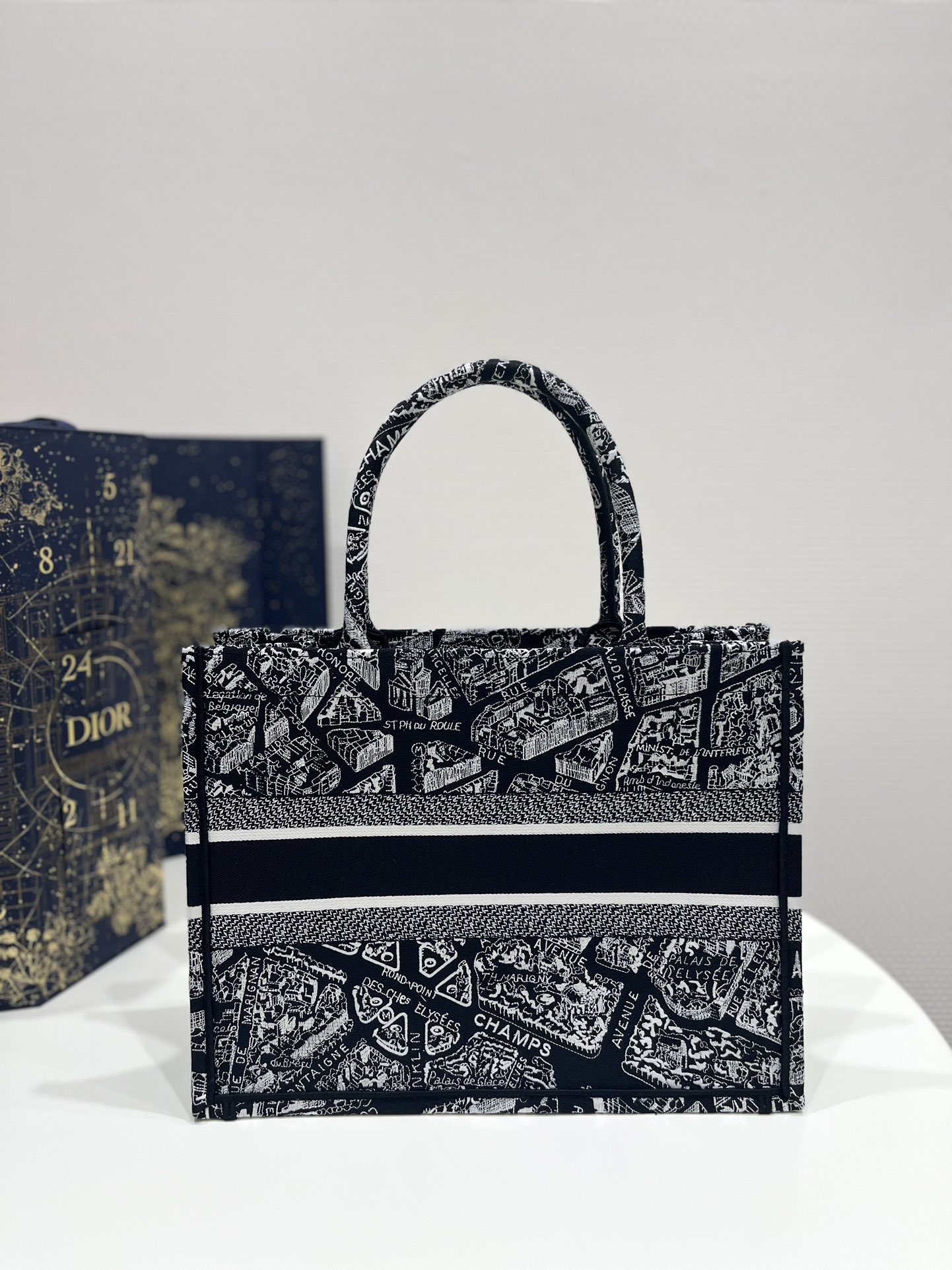 [TOP] Christian Dior Medium Book Tote Bags - 36*18*28cm - Paris Map Pattern