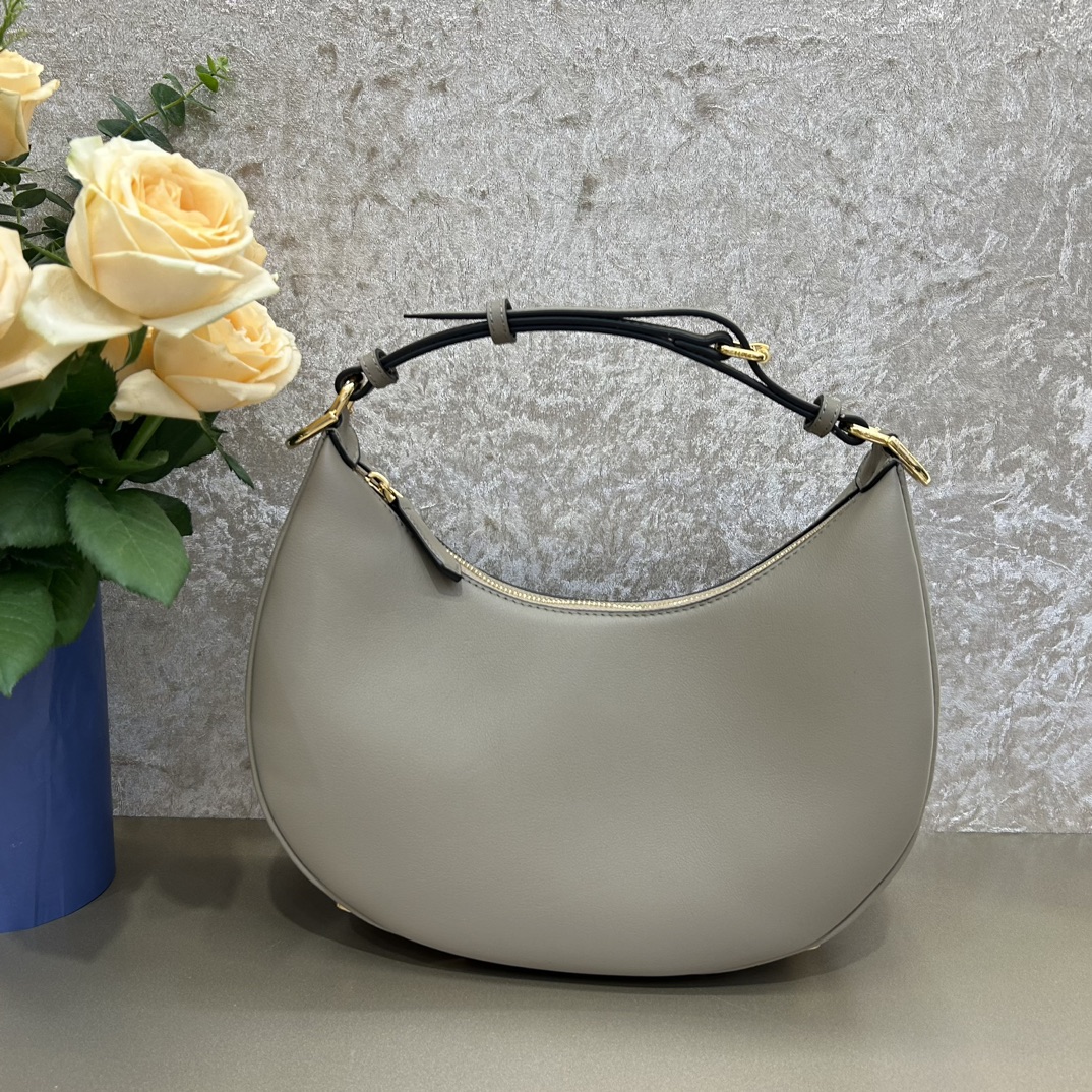 [TOP] FENDI Classic Metal Logo Fendigraphy Bags - 2 Sizes - Grey&GHW