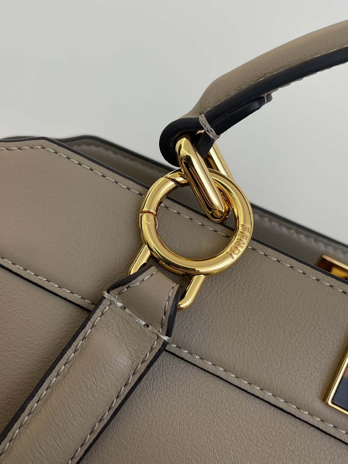 [TOP] FENDI Retro Leather Peekaboo Bags - 33x25x13cm - Khaki&GHW