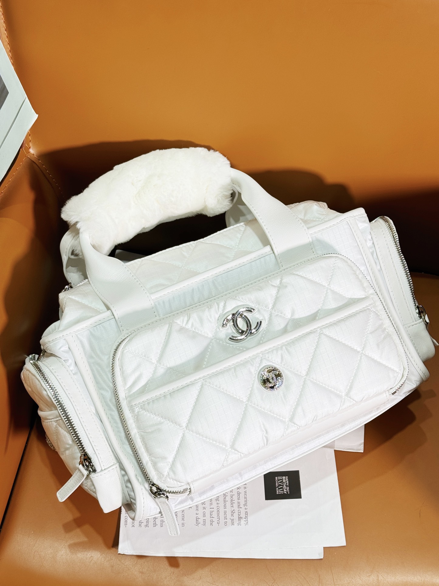 [TOP] CHANEL 24c Large Bowling Bags 16x35x20cm - SHW - Black/White