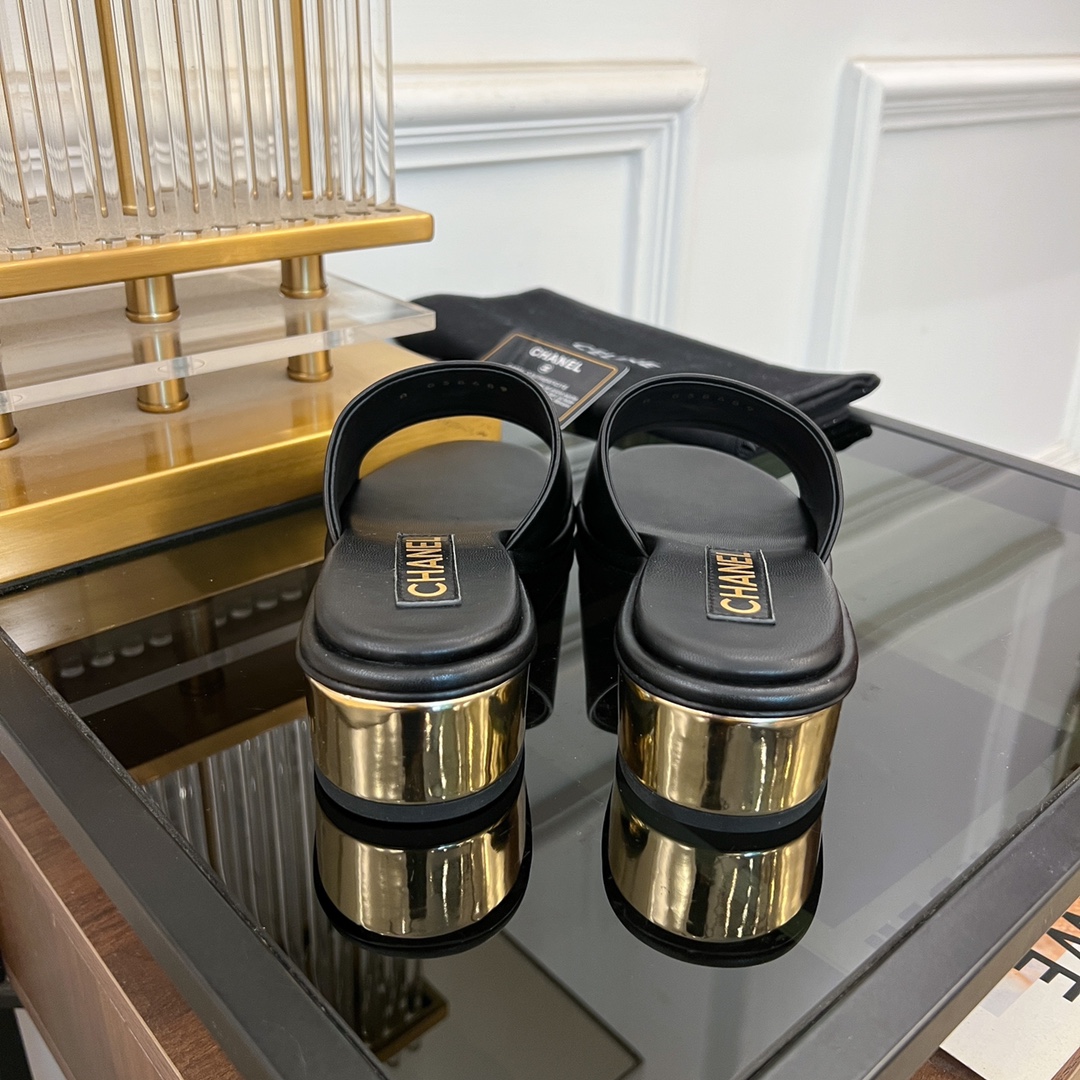 [TOP] CHANEL Sheepskin Thick Heeled Slippers - 3 Colour