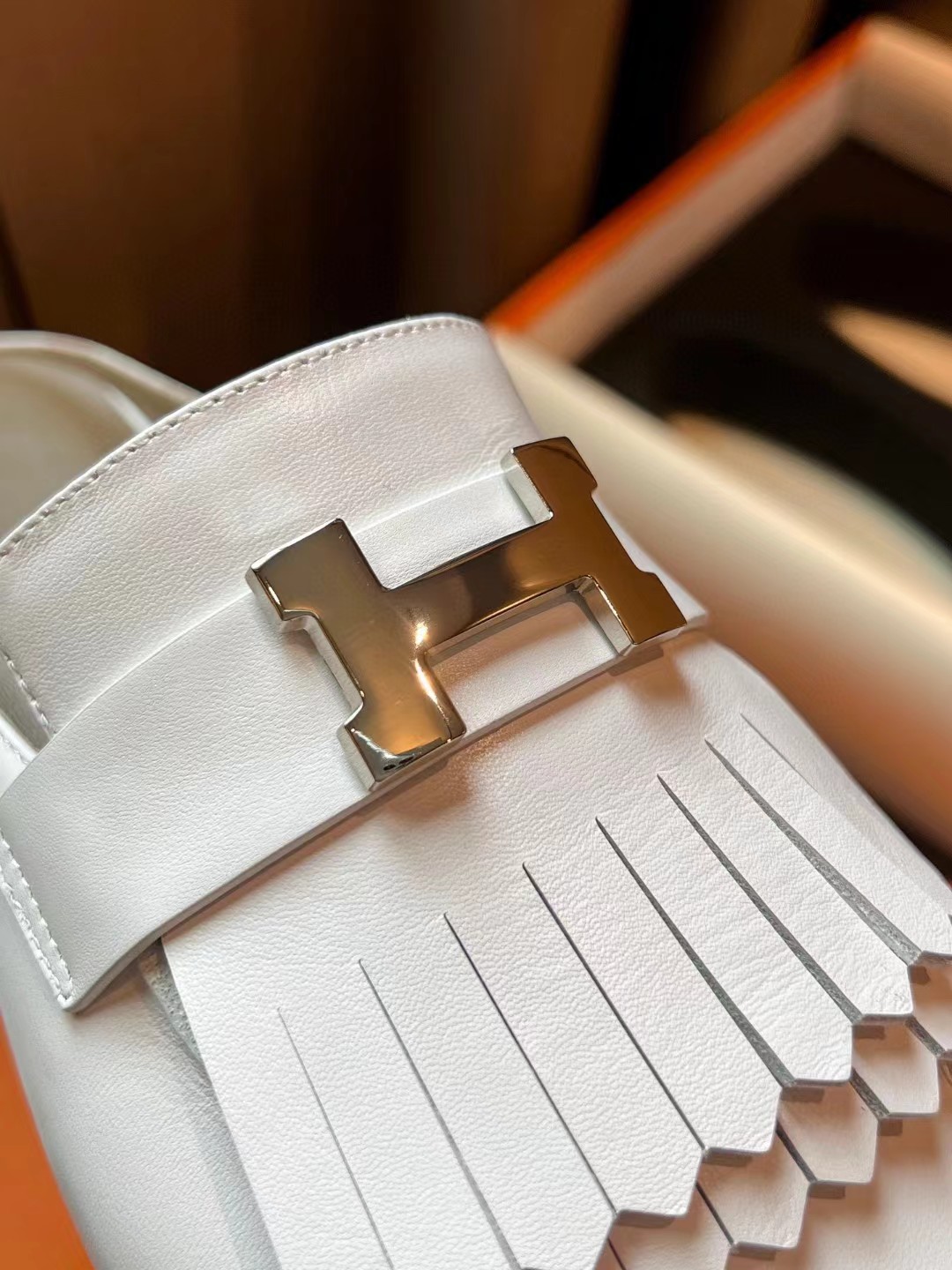 [TOP] HERMES Nappa Leather Mules - White