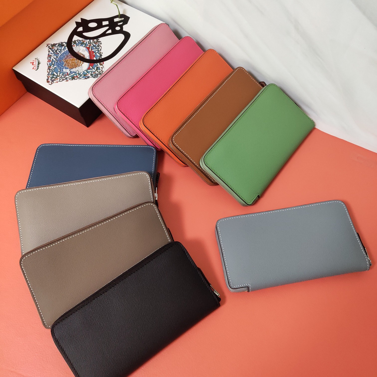 [TOP] HERMES Epsom Leather Long Wallet 20*11cm - 10 Colors - SHW