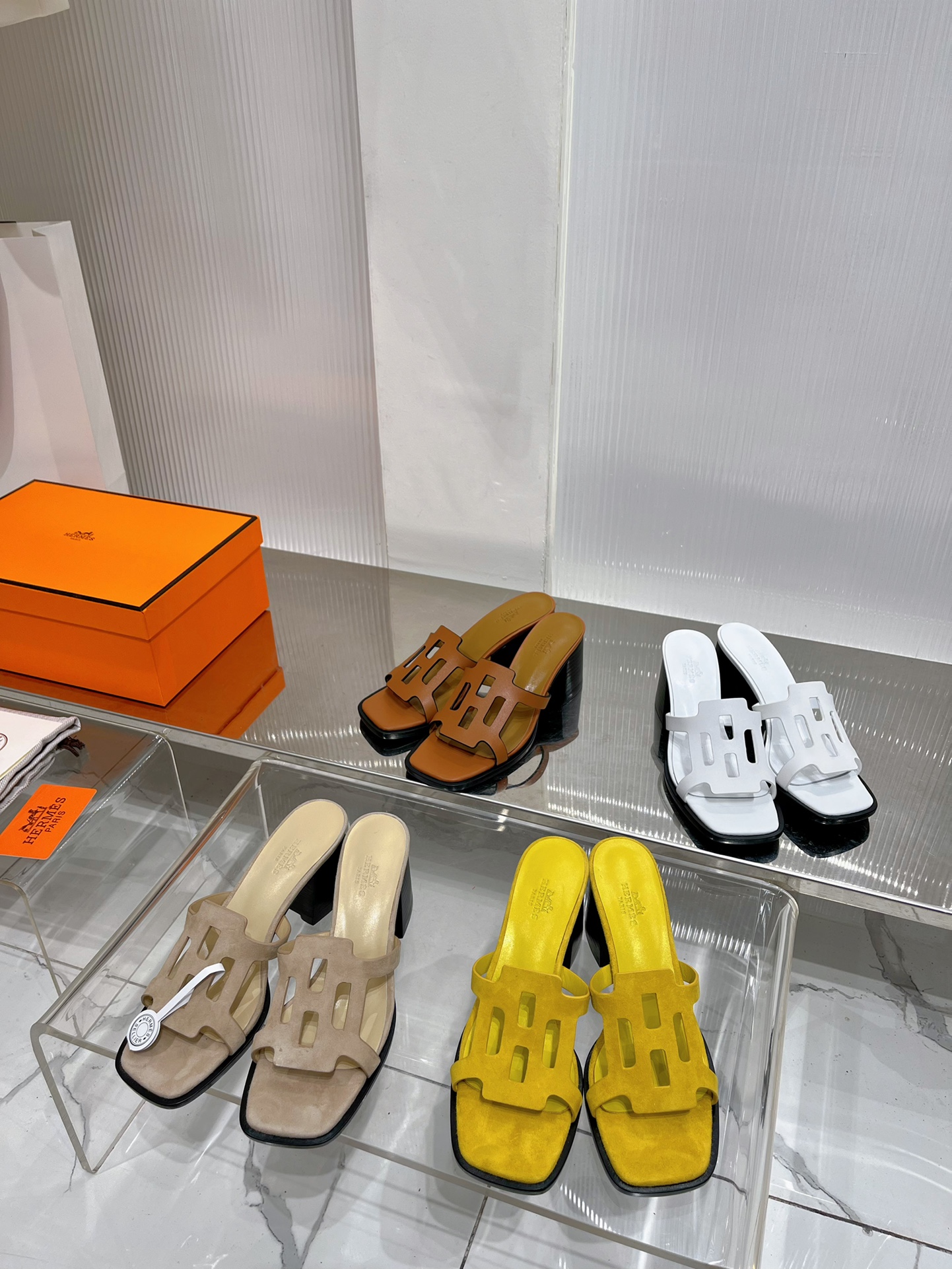 [TOP] HERMES Sheep Suede Sliders 6CM - 4 Colors