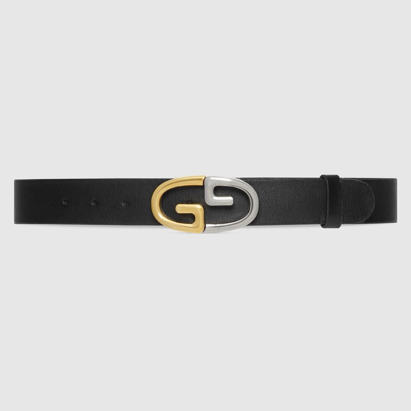 [TOP] GUCCI Tree Cream Leather Belt 3.5CM - Black