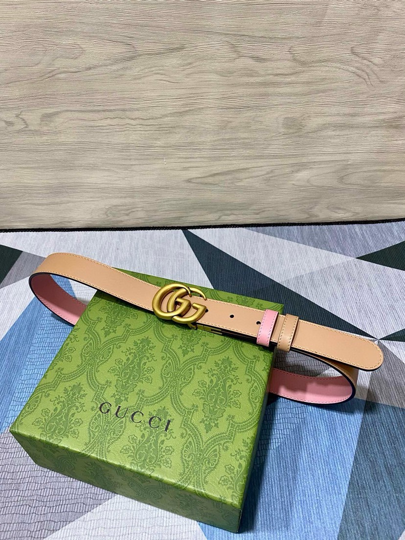 [TOP] GUCCI Double Sided Cowhide Belts - 3cm