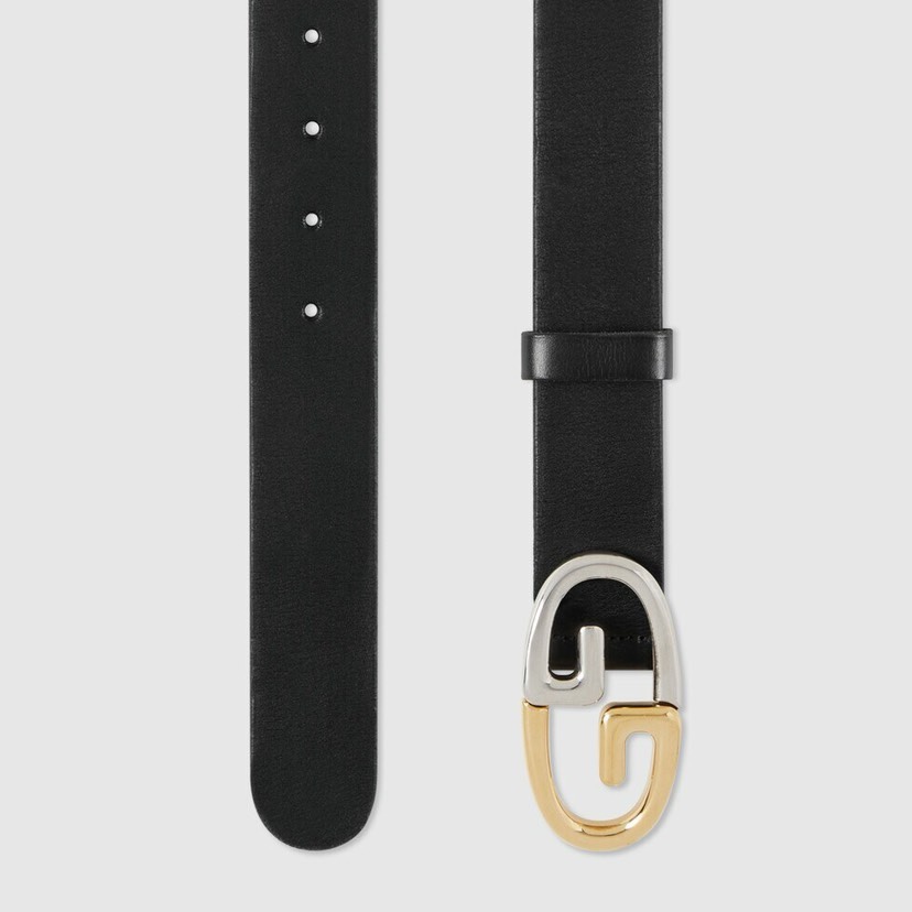 [TOP] GUCCI Tree Cream Leather Belt 3.5CM - Black