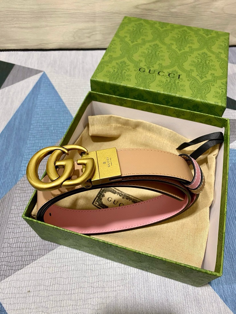 [TOP] GUCCI Double Sided Cowhide Belts - 3cm