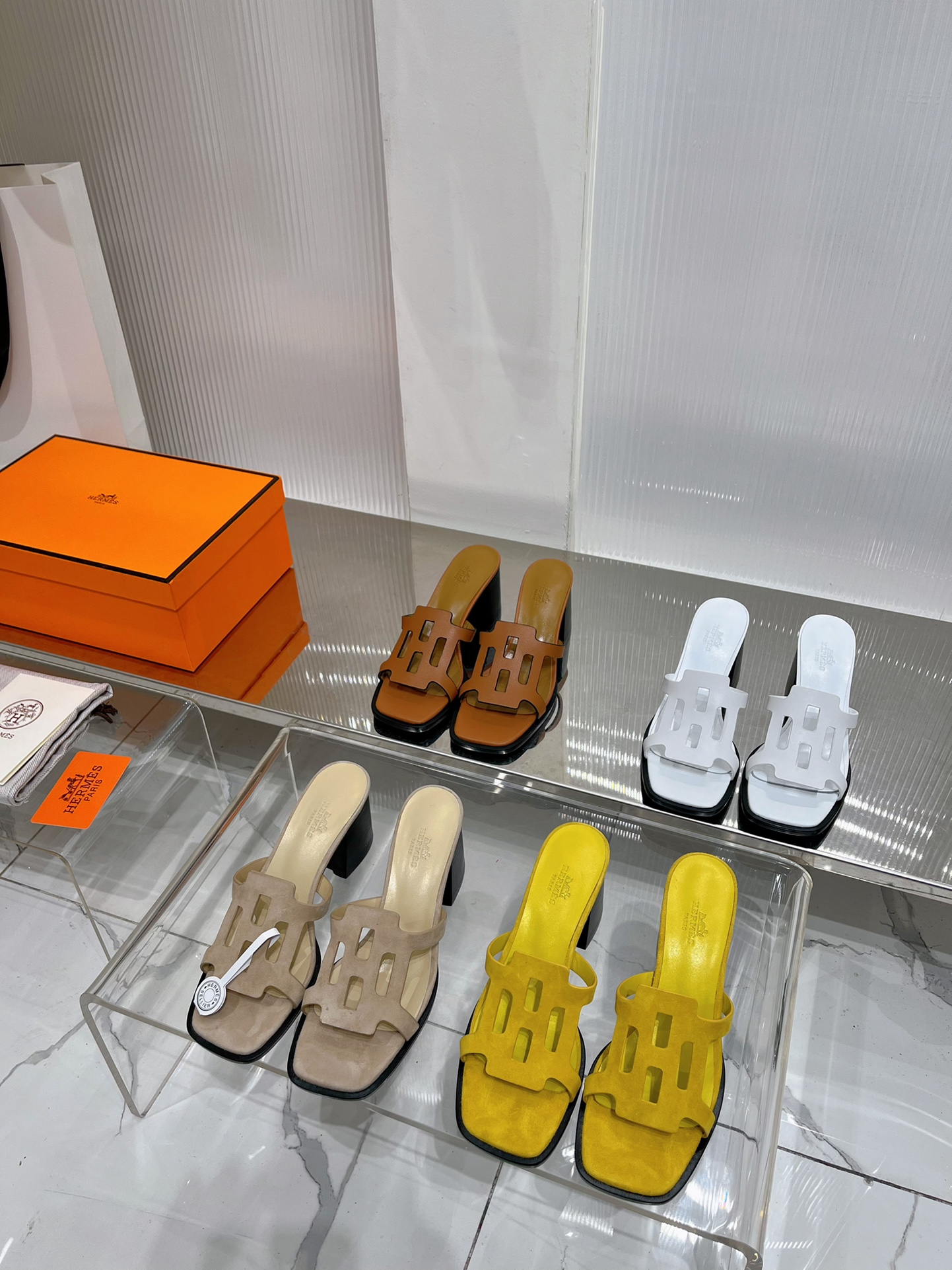 [TOP] HERMES Sheep Suede Sliders 6CM - 4 Colors