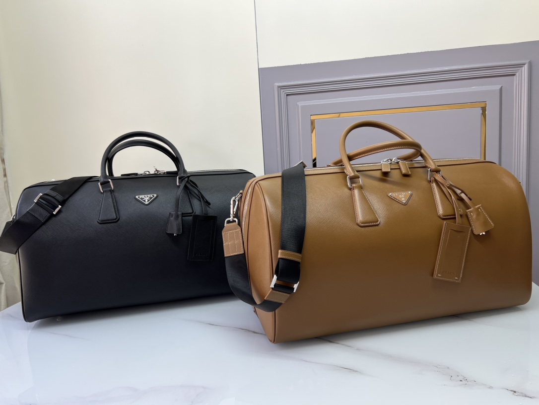 [TOP] PRADA Using Saffiano Leather To Make Travel Bags 50x27.5x25cm - Black/Brown