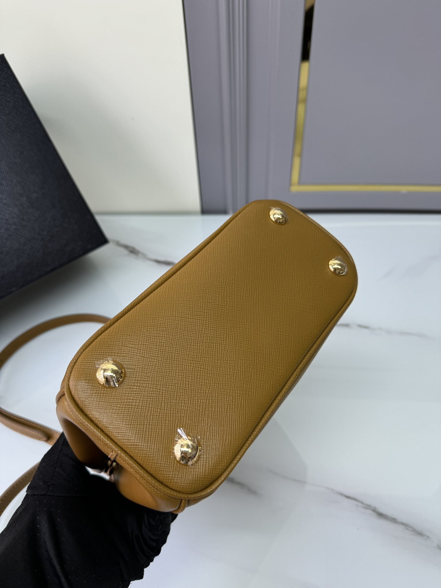 [TOP] PRADA Galleria Leather Handbags 20x15x9.5cm/32×24×14cm - Brown