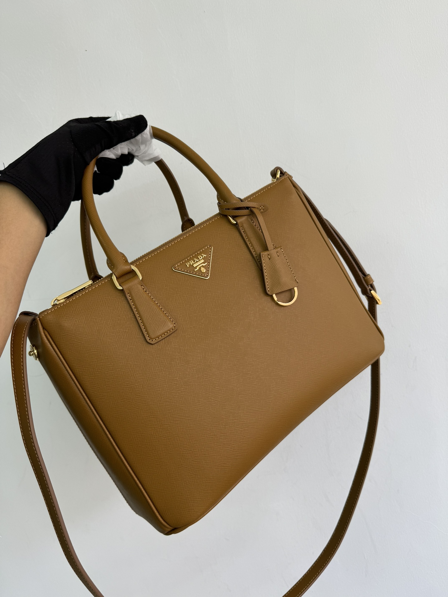 [TOP] PRADA Galleria Leather Handbags 20x15x9.5cm/32×24×14cm - Brown