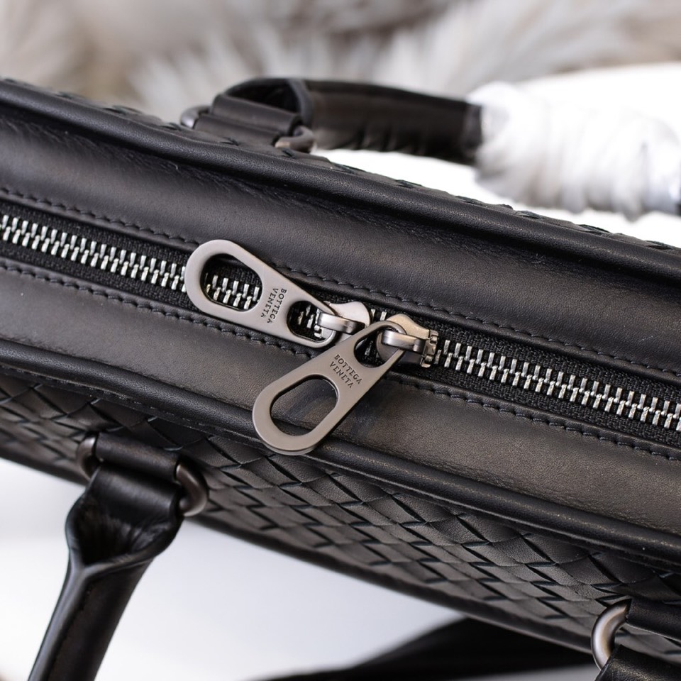 [TOP] Bottega Veneta BV Men's Handmade Cowhide Woven Briefcase 41*31*7cm - Black