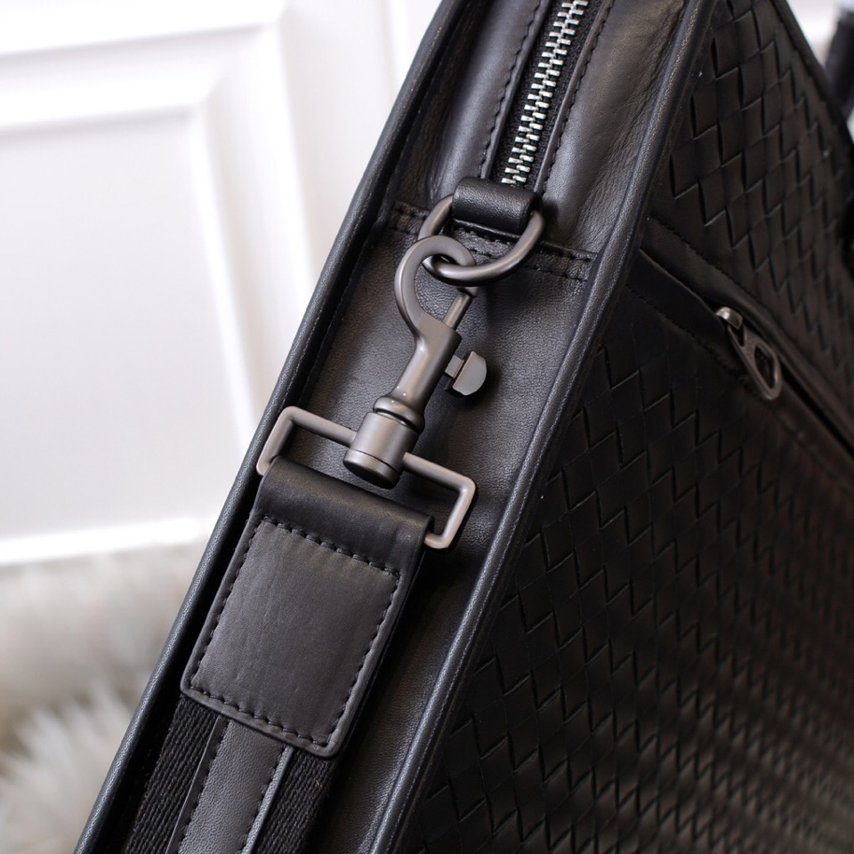 [TOP] Bottega Veneta BV Men's Handmade Cowhide Woven Briefcase 41*31*7cm - Black