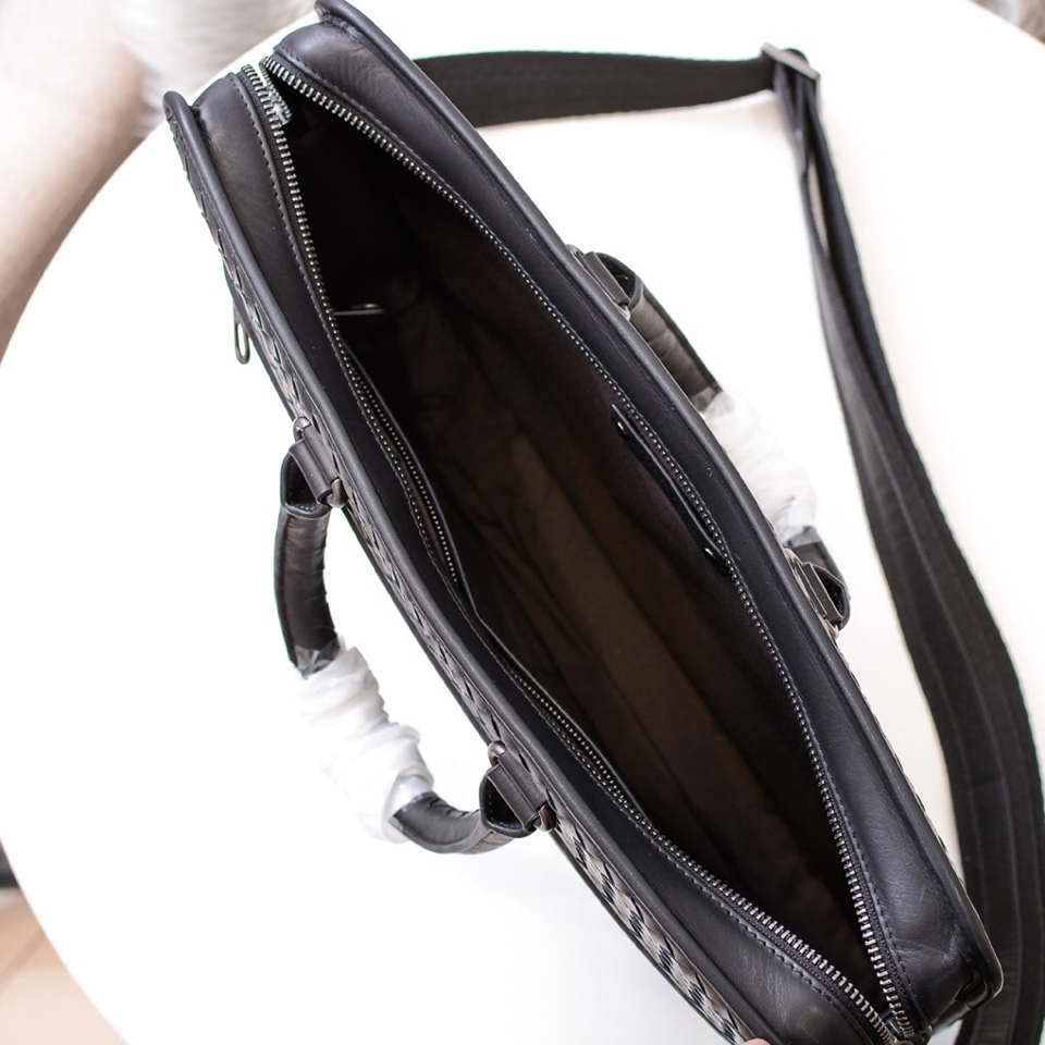 [TOP] Bottega Veneta BV Men's Handmade Cowhide Woven Briefcase 41*31*7cm - Black