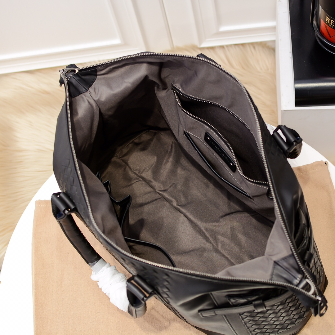 [TOP] Bottega Veneta BV Men's Handmade Woven Travel Bags Made Of Cowhide 41*30*16cm - Black