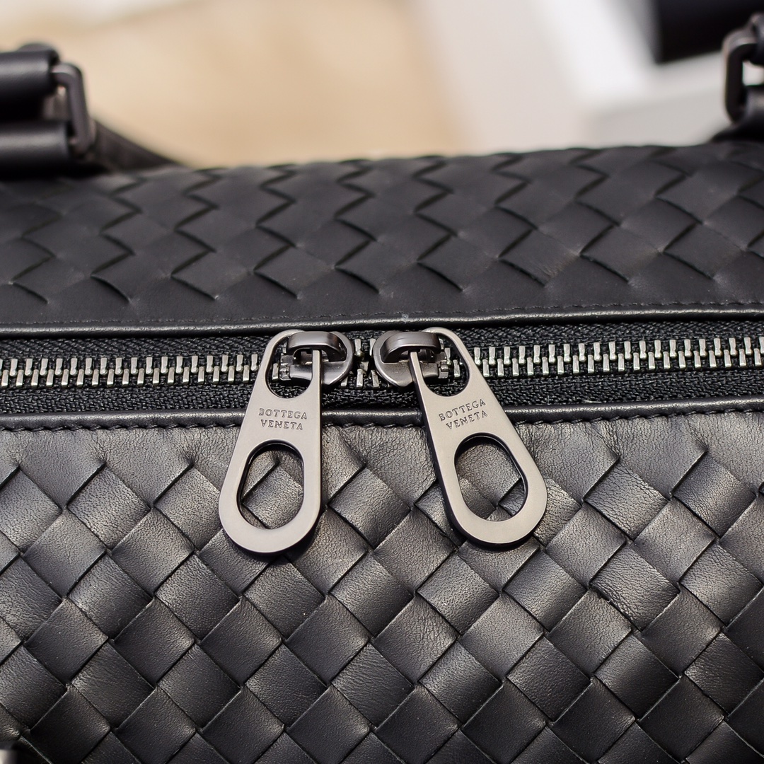 [TOP] Bottega Veneta BV Men's Handmade Woven Travel Bags Made Of Cowhide 41*30*16cm - Black