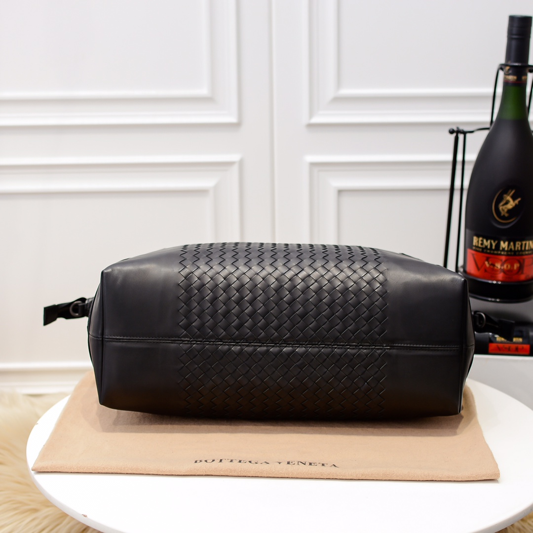 [TOP] Bottega Veneta BV Men's Handmade Woven Travel Bags Made Of Cowhide 41*30*16cm - Black
